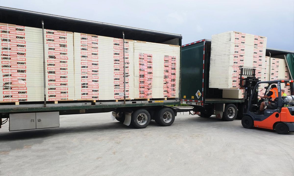 Truck being loaded up to deliver Enertherm boards