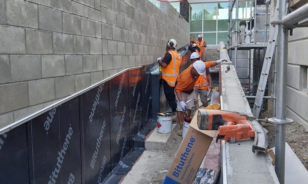 Wall being tanked using Bituthene 3000