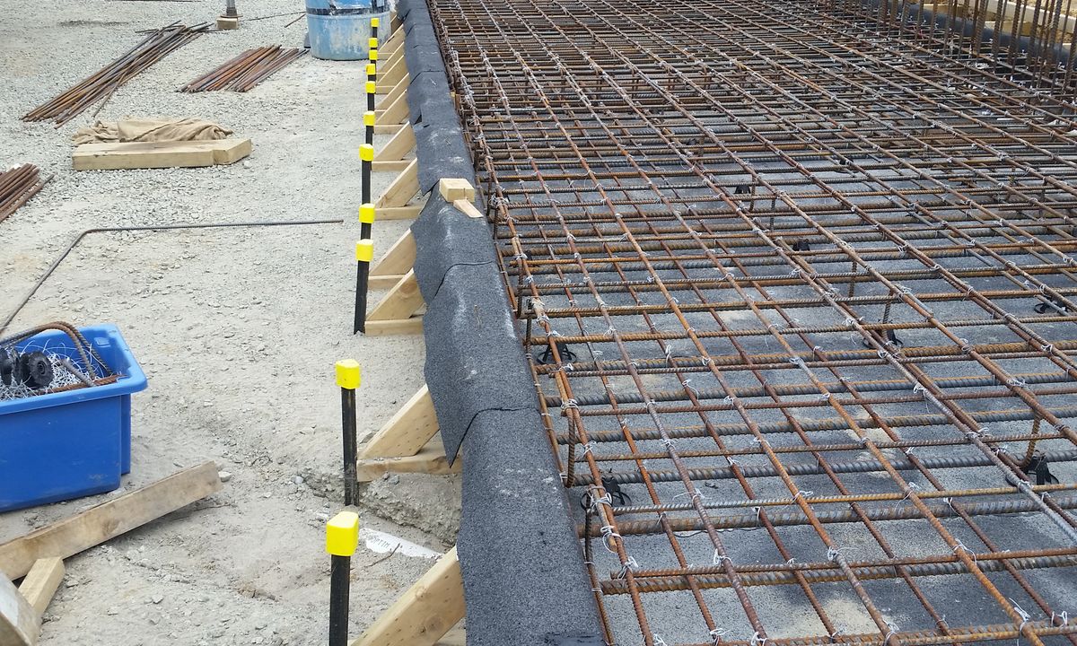 Metal bracing before concrete is laid
